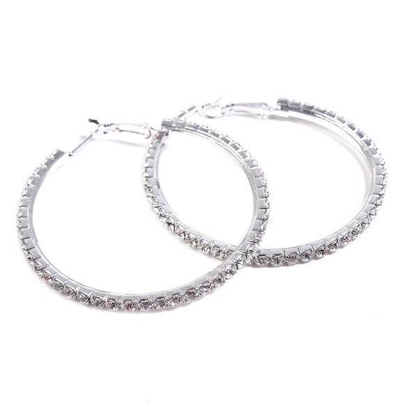 💍Silver Crystal Hoops💍 - Picture 2 of 3
